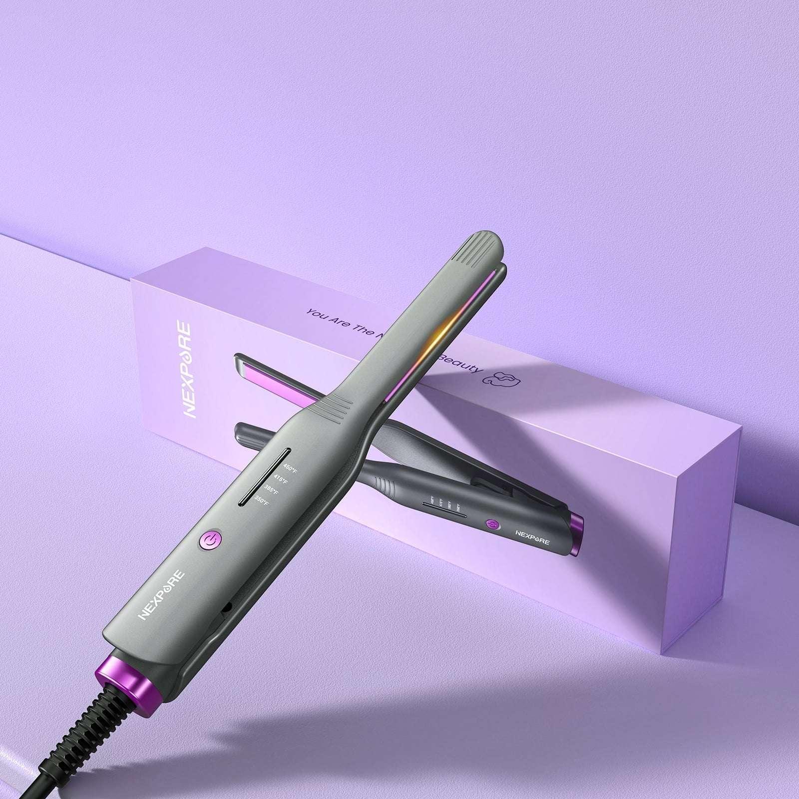NEXPURE 1/2" Flat Iron Hair Straightener & Curler, 2 in 1 Ceramic Mini Straightener, Travel Iron, 30s Fast Heat Up, Purple - Image 6