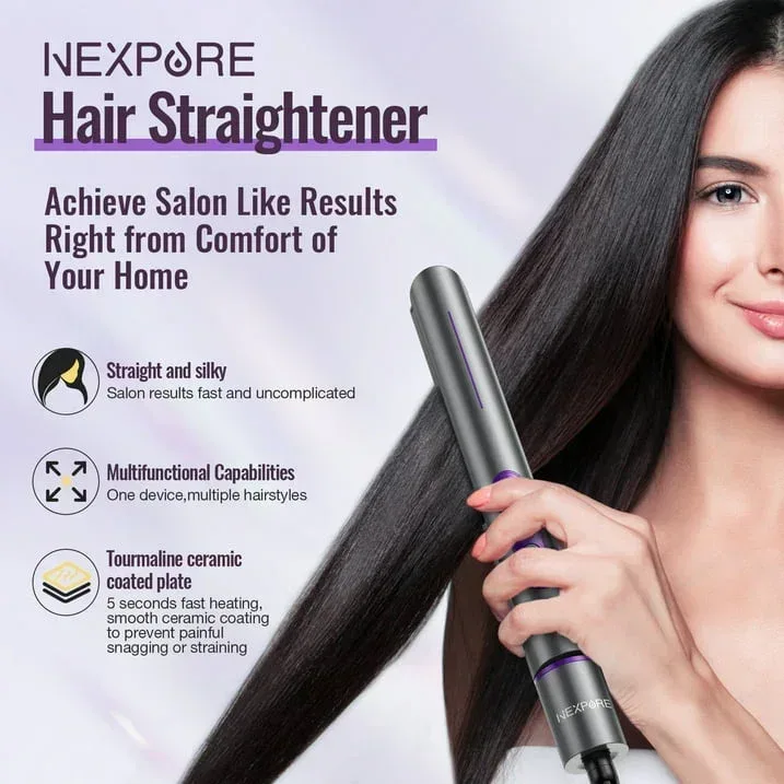 NEXPURE New Upgrade Ionic Flat Iron , Fast Heating Professional Salon 2-in-1 Ceramic Hair Straightener and Curler,Dual Voltage for Travel - Image 2