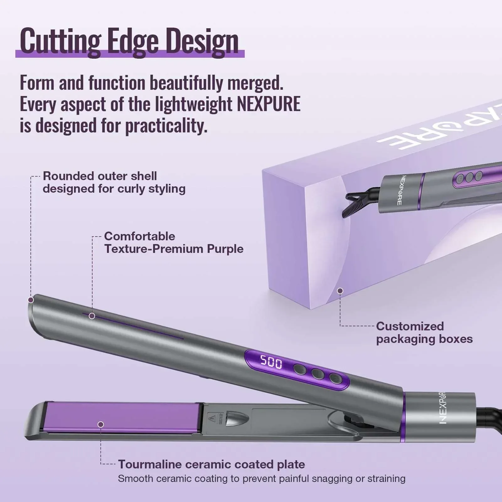 NEXPURE New Upgrade Ionic Flat Iron , Fast Heating Professional Salon 2-in-1 Ceramic Hair Straightener and Curler,Dual Voltage for Travel - Image 5