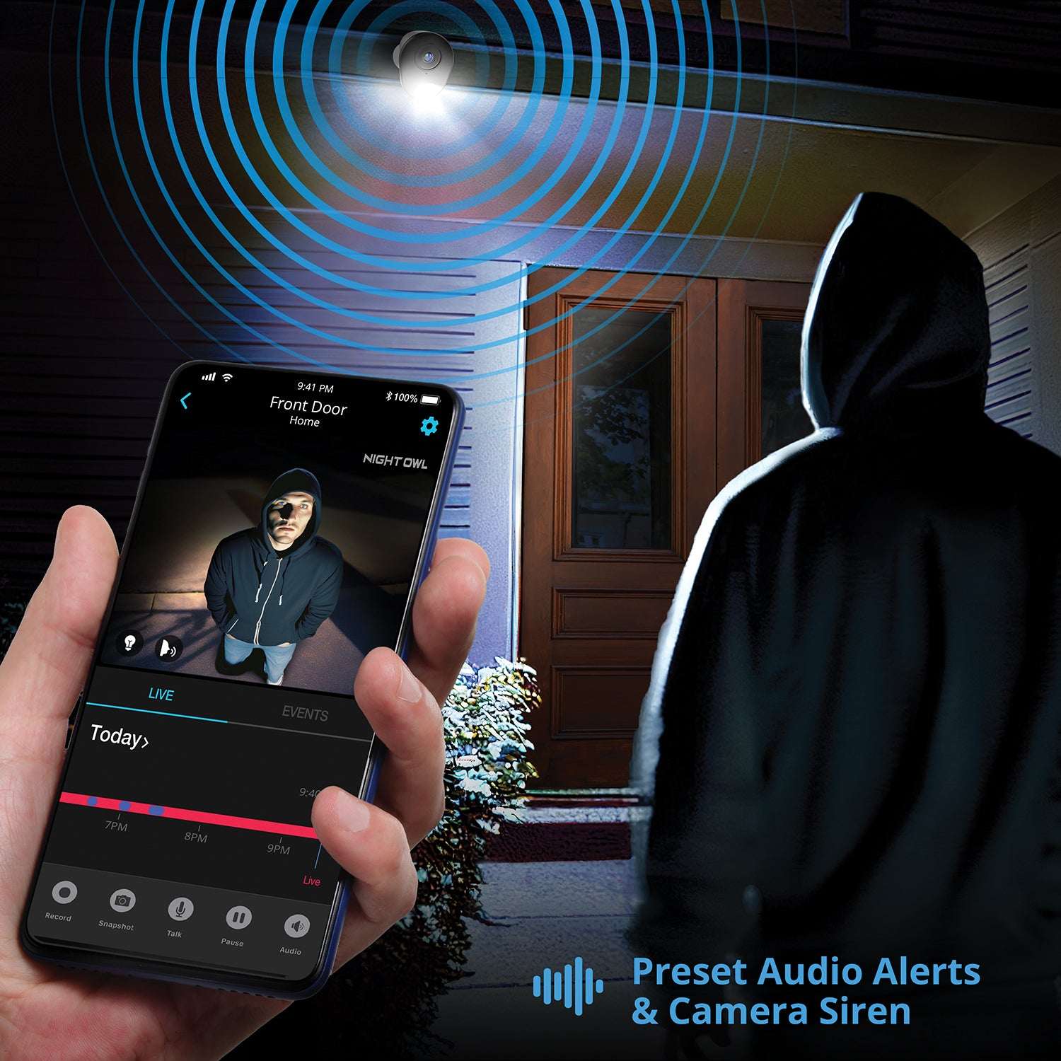 Night Owl® Wire Free (Battery) 2K Spotlight Cameras with 2-Way Audio and Audio Alerts and Siren - White - Image 10