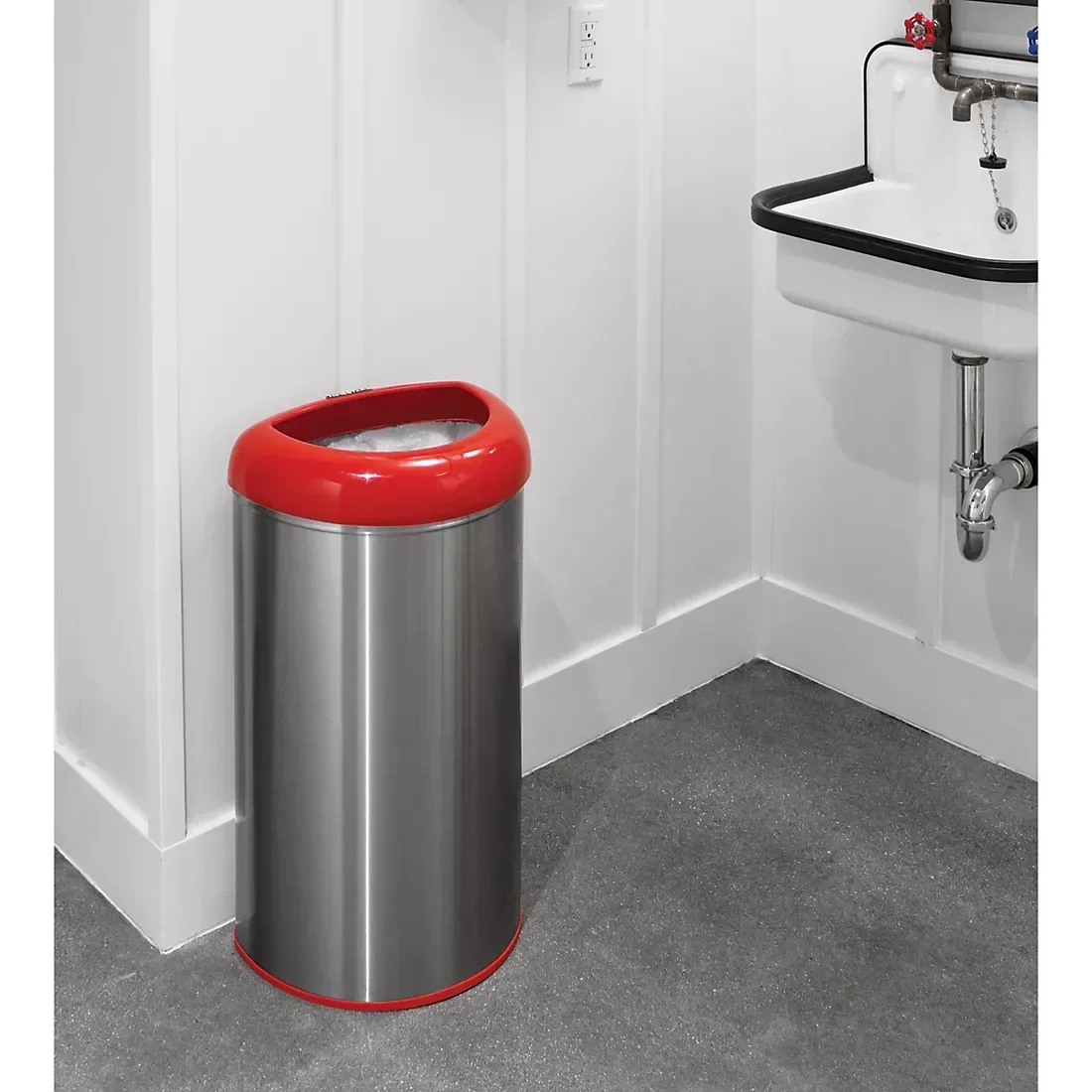 Nine Stars 13.2-Gal. Stainless Steel Open Top Trash Can - Red - Image 3