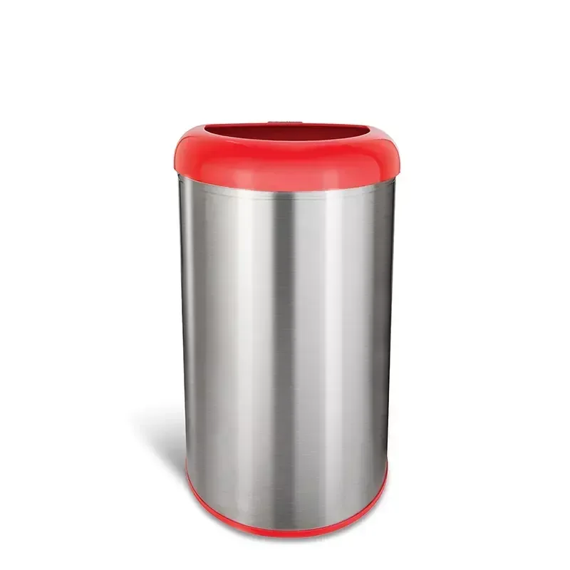Nine Stars 13.2-Gal. Stainless Steel Open Top Trash Can - Red - Image 6