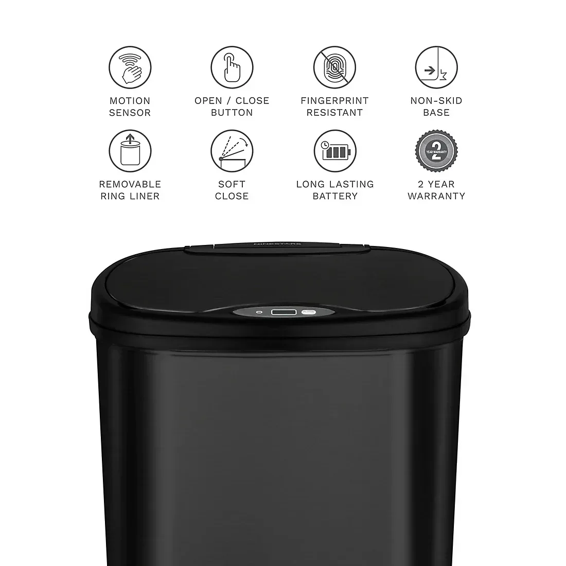 Nine Stars 13.2-Gal. Stainless Steel Sensor Trash Can - Black - Image 3