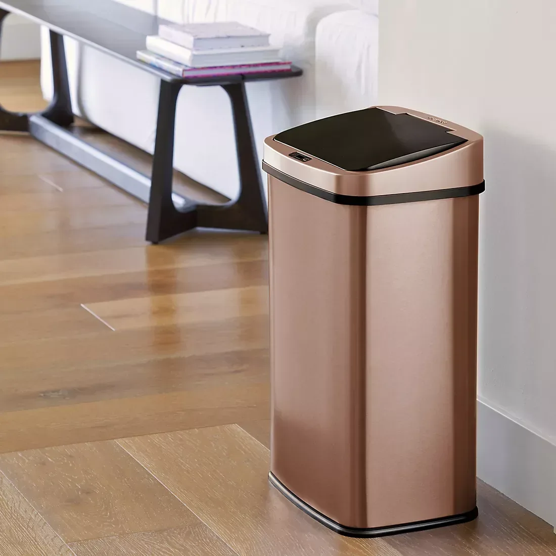 Nine Stars 13.2-Gal. Stainless Steel Sensor Trash Can - Gold - Image 3