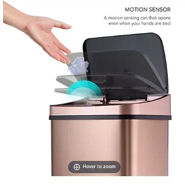 Nine Stars 13.2-Gal. Stainless Steel Sensor Trash Can - Gold - Image 4