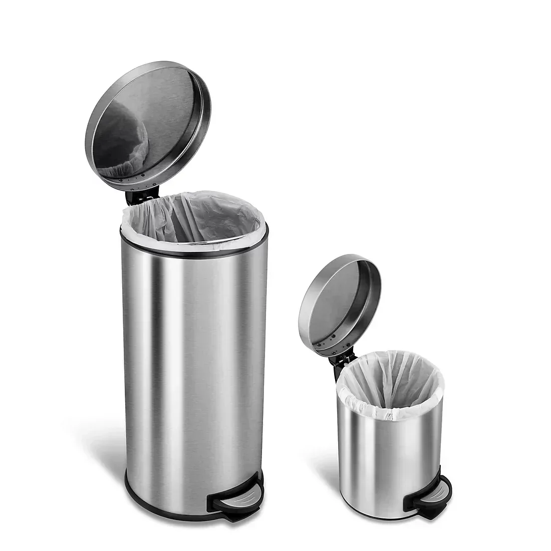 Nine Stars 7.9-Gal. and 1.3-Gal. Step-On Trash Can Combo Pack - Image 2