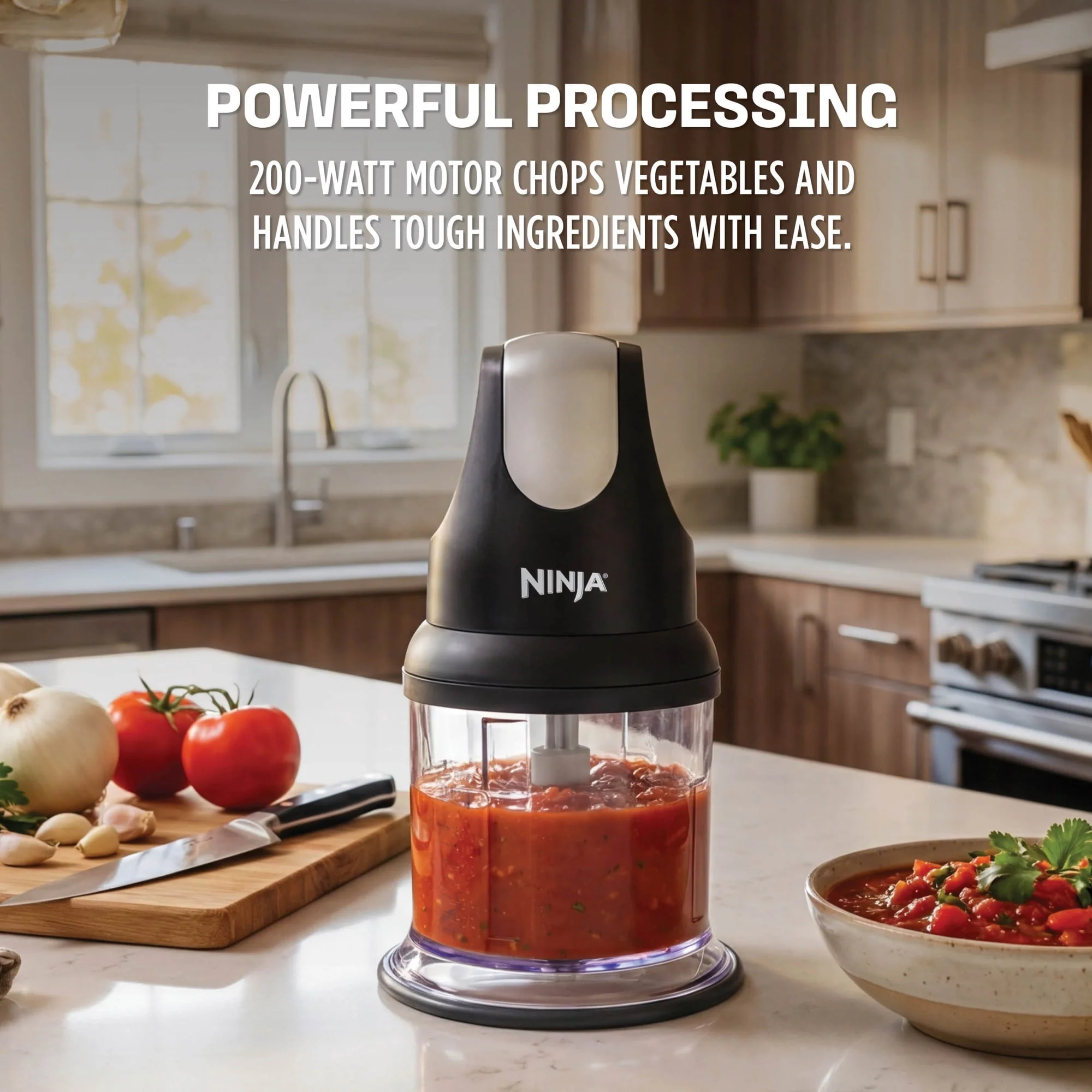 Ninja Express Chop 2-Cup Food Processor, Mince, Puree, One-Touch, Non-Slip Base, Dishwasher Safe, NJ100WM Black - Image 4