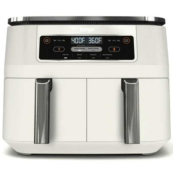 Ninja Foodi 4-in-1 8 Qt Air Fryer, 2 Basket, XL Capacity, with DualZone Technology, Air Fry, Roast & More, DZ100WMWH Dove