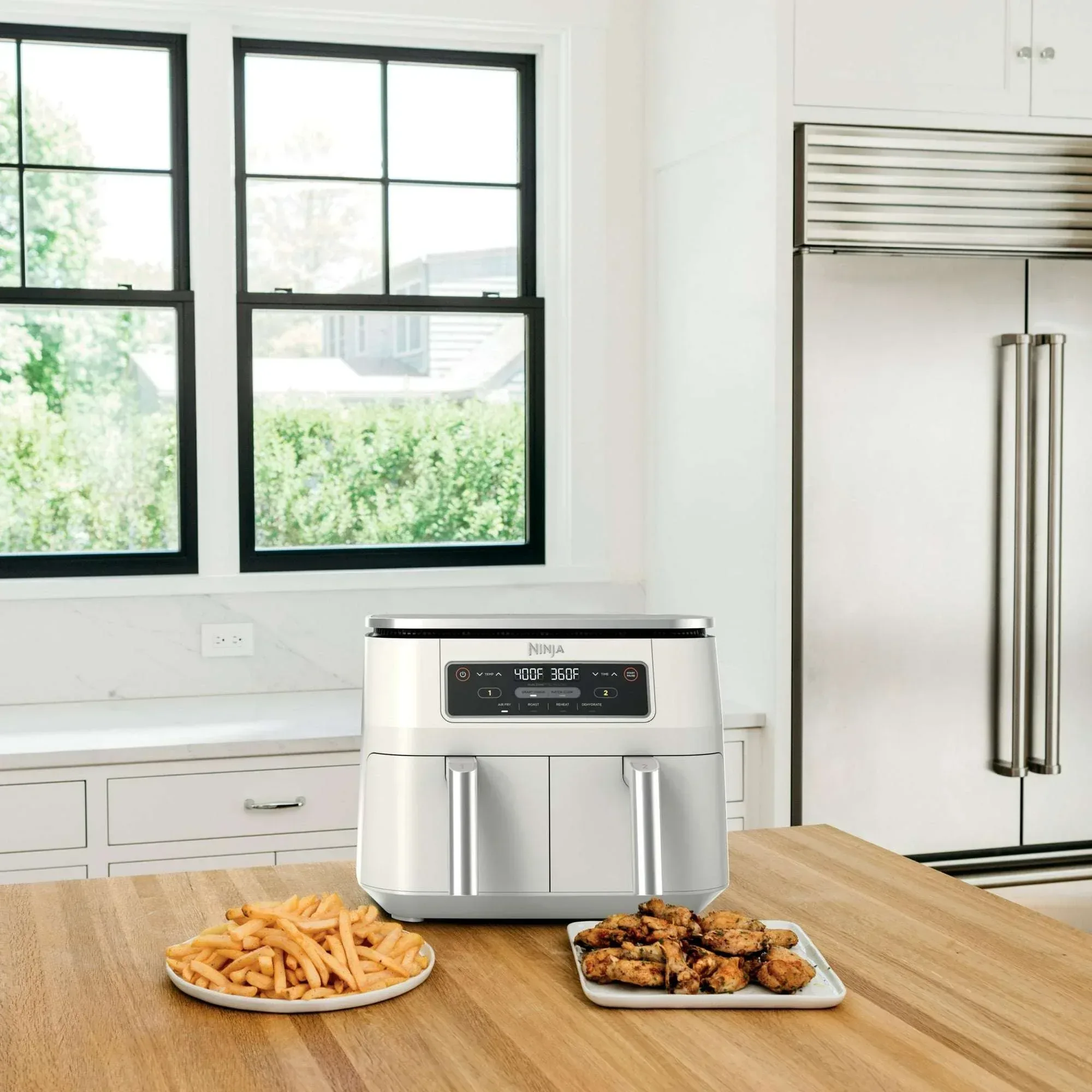 Ninja Foodi 4-in-1 8 Qt Air Fryer, 2 Basket, XL Capacity, with DualZone Technology, Air Fry, Roast & More, DZ100WMWH Dove - Image 3