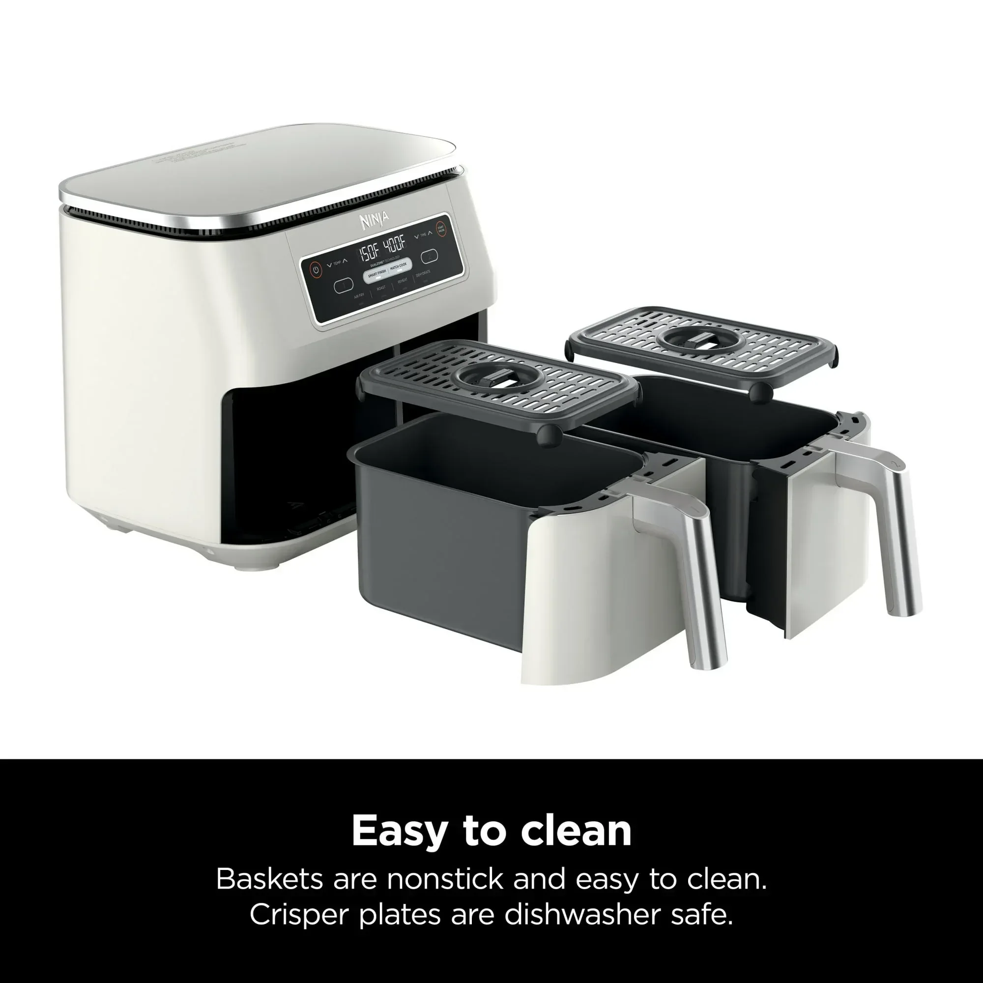 Ninja Foodi 4-in-1 8 Qt Air Fryer, 2 Basket, XL Capacity, with DualZone Technology, Air Fry, Roast & More, DZ100WMWH Dove - Image 7