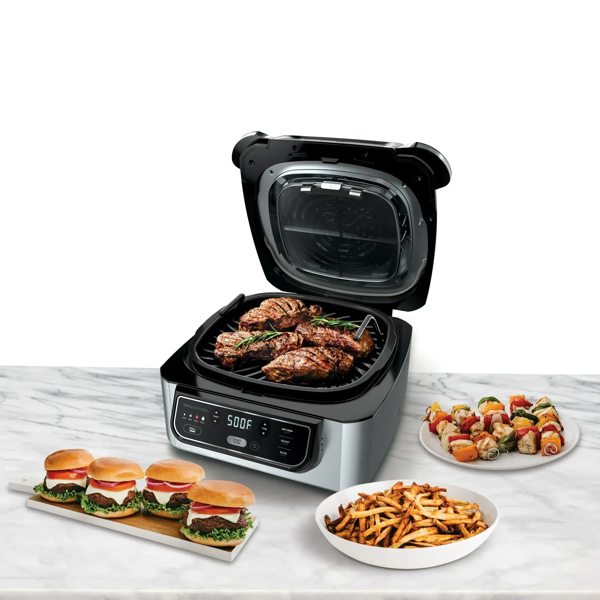 Ninja Foodi 4 Qt Electric Indoor Grill w/ 4 Functions, Air Fry, Cyclonic Grilling Technology, Ceramic Coated, AG300 Black - Image 5