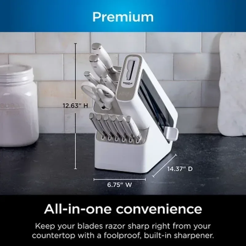 Ninja Foodi Neverdull Premium 12-Piece German Stainless Steel Knife System with Built-In Sharpener, White - Image 6