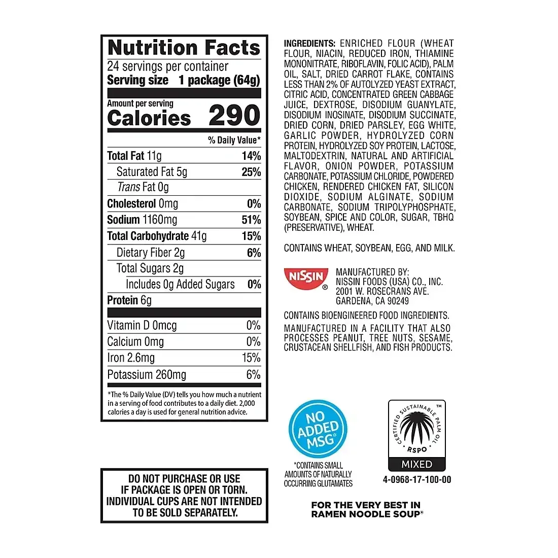 Nissin Cup Noodles Chicken Flavor Soup, 24 pk./2.25 oz. - Image 3