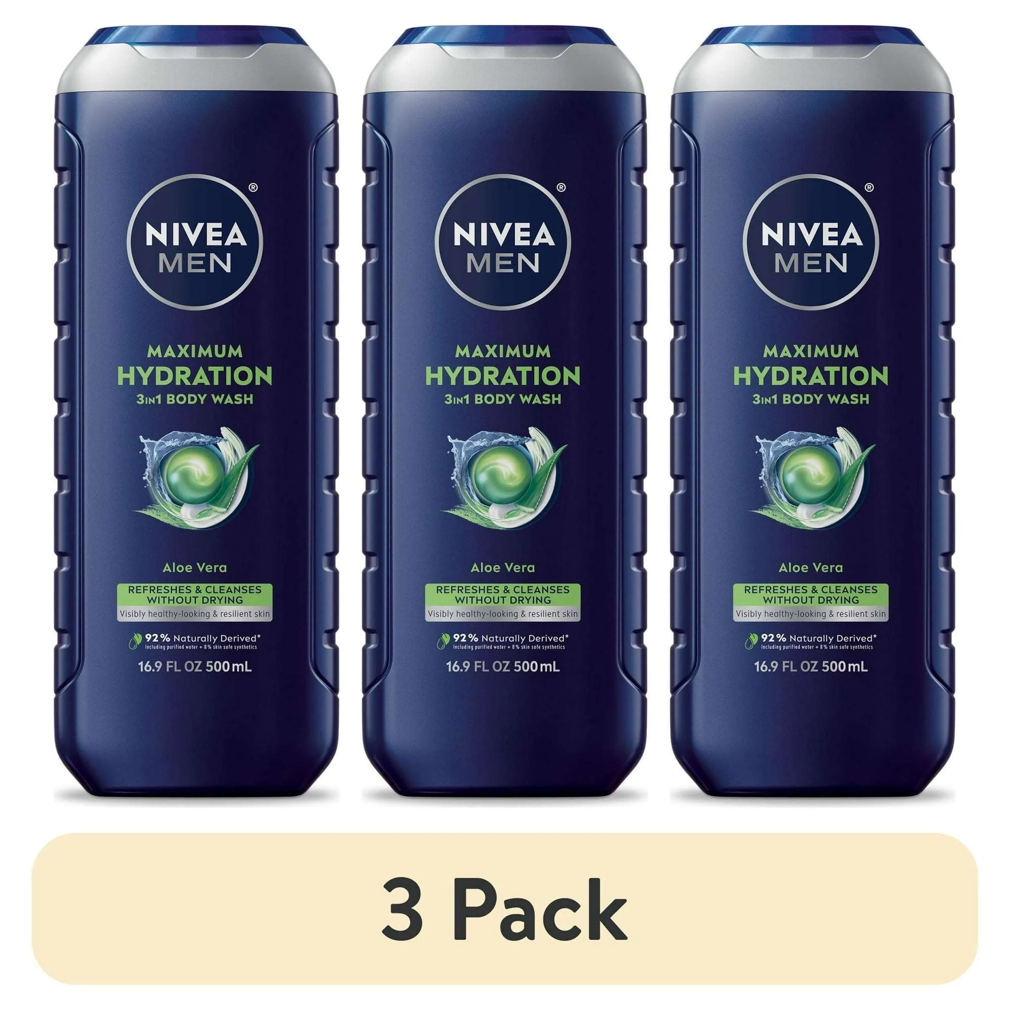 NIVEA MEN Maximum Hydration 3-in-1 Men's Body Wash for Dry Skin with Aloe Vera, 16.9 fl oz - Image 12