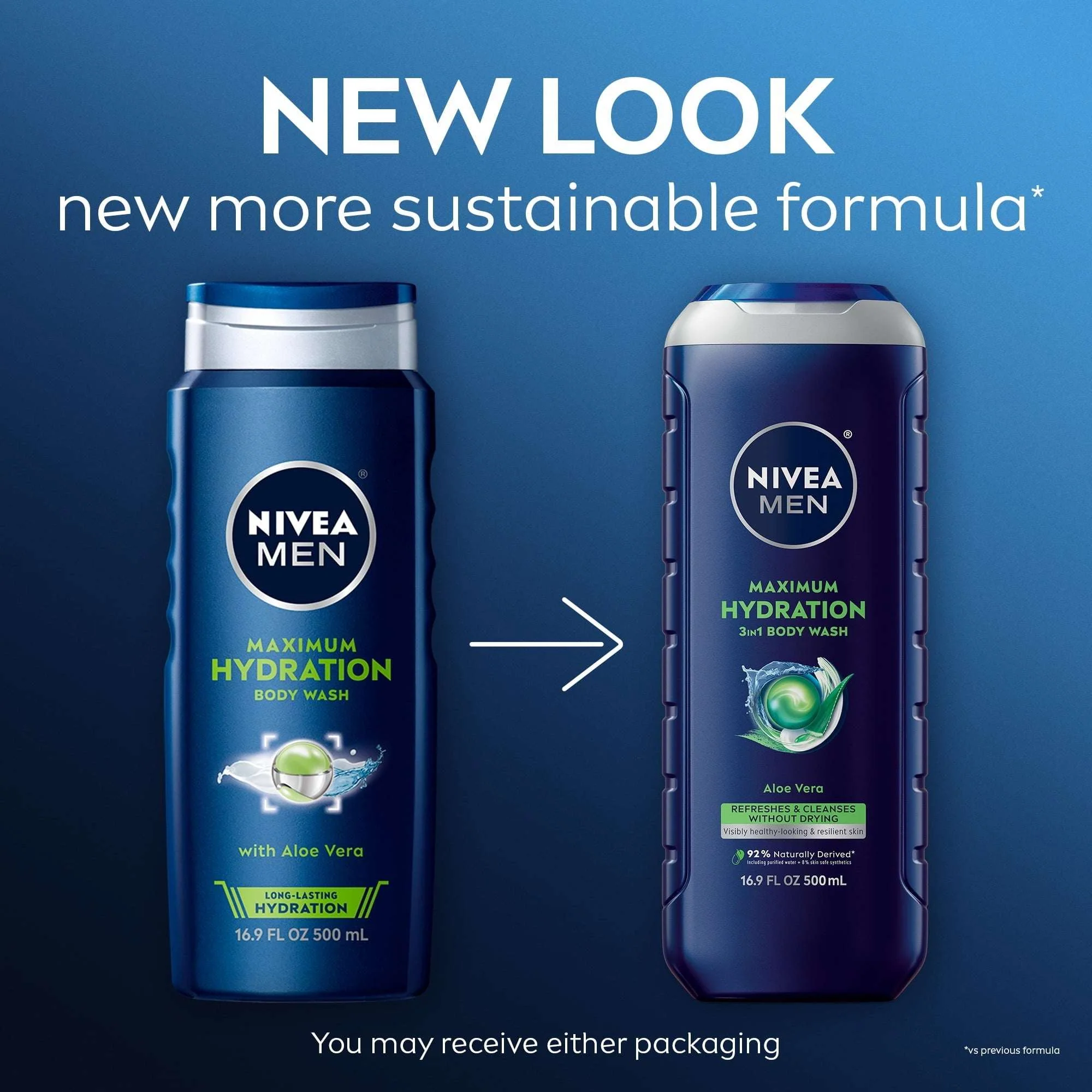 NIVEA MEN Maximum Hydration 3-in-1 Men's Body Wash for Dry Skin with Aloe Vera, 16.9 fl oz - Image 2