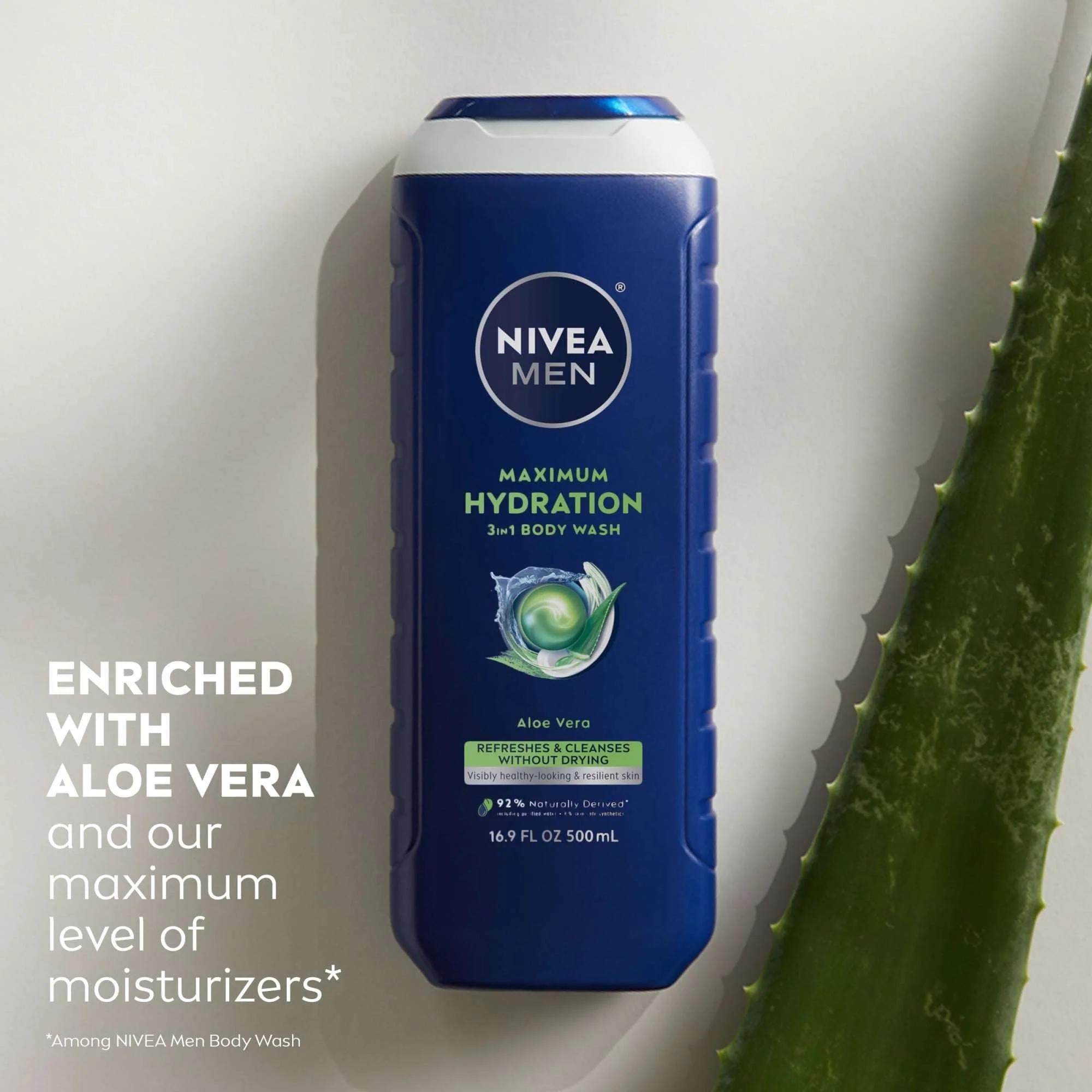 NIVEA MEN Maximum Hydration 3-in-1 Men's Body Wash for Dry Skin with Aloe Vera, 16.9 fl oz - Image 4