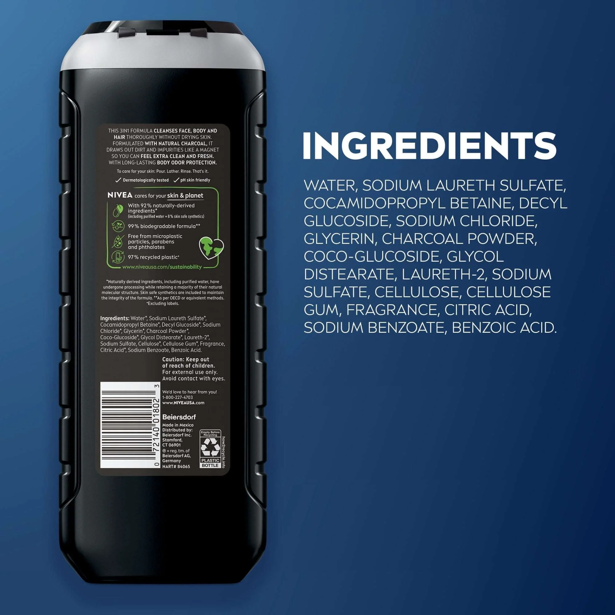 NIVEA MEN Real Madrid Limited Edition Design Active Clean 3-in-1 Men's Body Wash with Charcoal, Vanilla Bourbon Scent, 16.9 fl oz - Image 11
