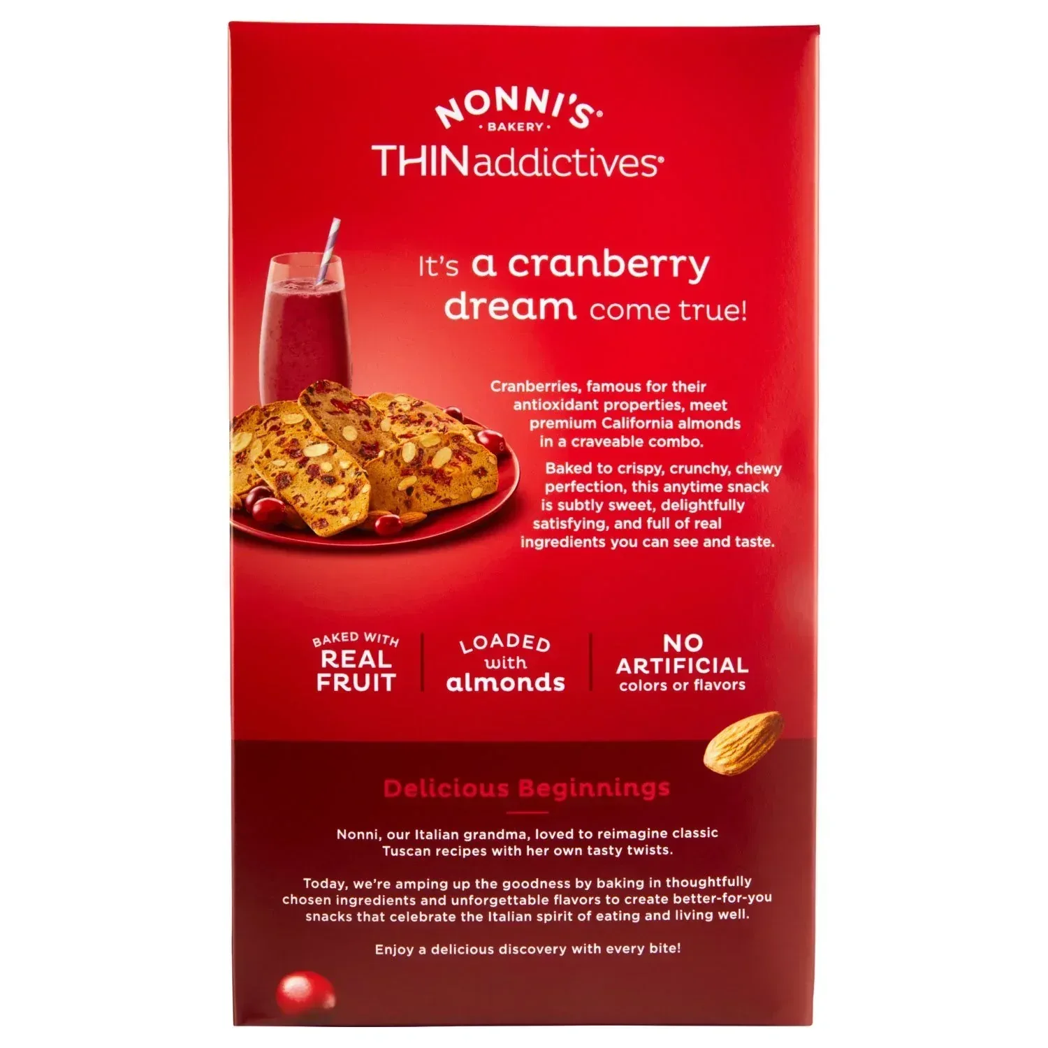 Nonni's THINaddictives Cranberry Almond Crisps 15 pk. - Image 3