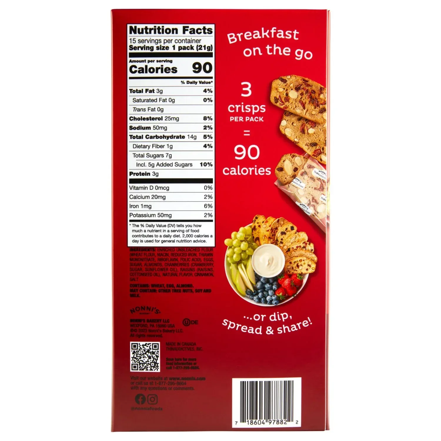 Nonni's THINaddictives Cranberry Almond Crisps 15 pk. - Image 4