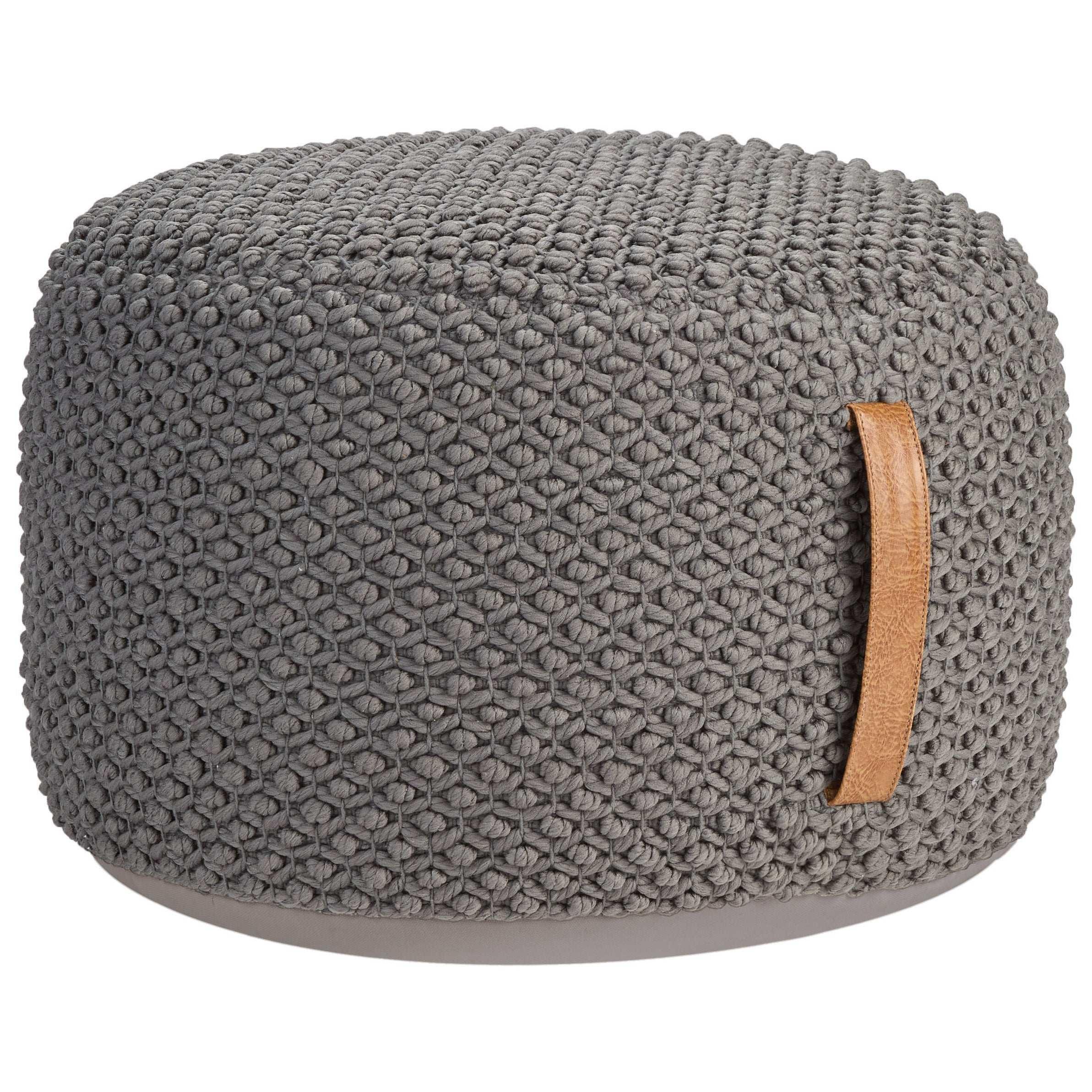Nourison Cotton Woven Looped Pouf - Image 2