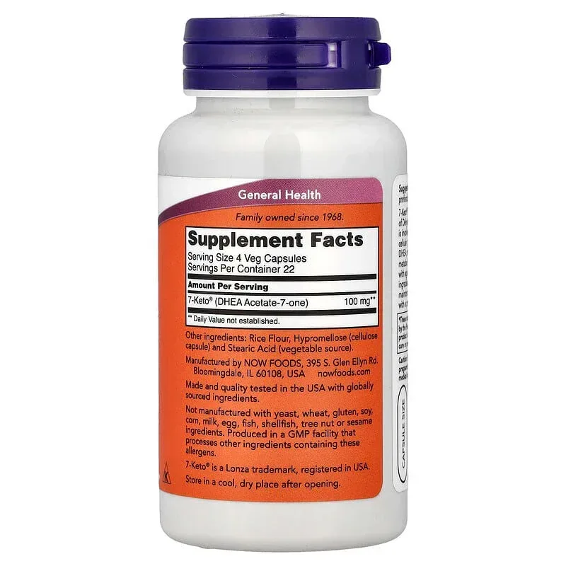 NOW Foods, 7-KETO®, Veg Capsules (25 mg per Capsule) - Image 2