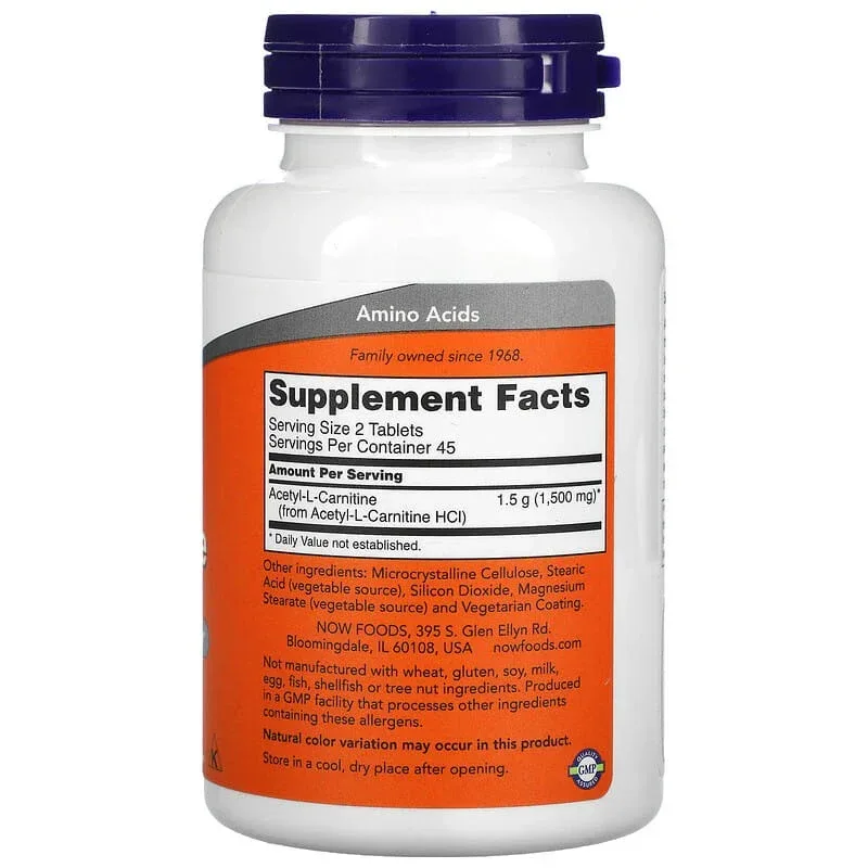 NOW Foods, Acetyl-L Carnitine, 500 mg & 750 mg - Image 2
