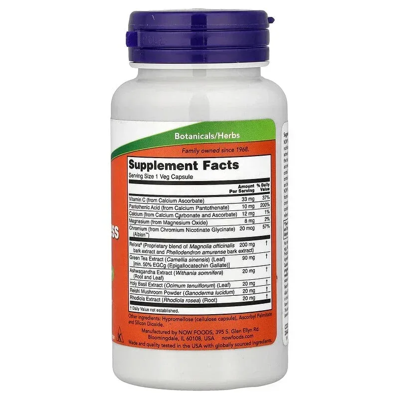 NOW Foods, Adrenal Stress Support, 90 Veg Capsules - Image 2