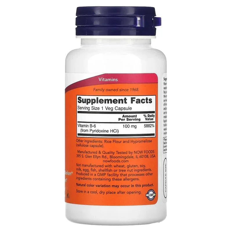 NOW Foods, B-6, 100 mg - Image 2
