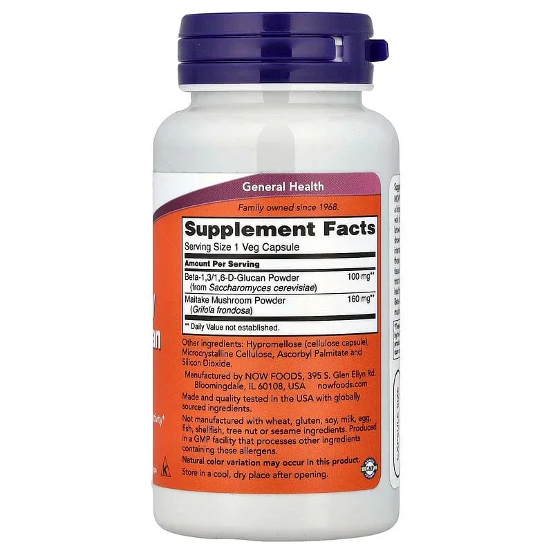 NOW Foods, Beta-1,3/1,6-D-Glucan, 90 Veg Capsules - Image 2