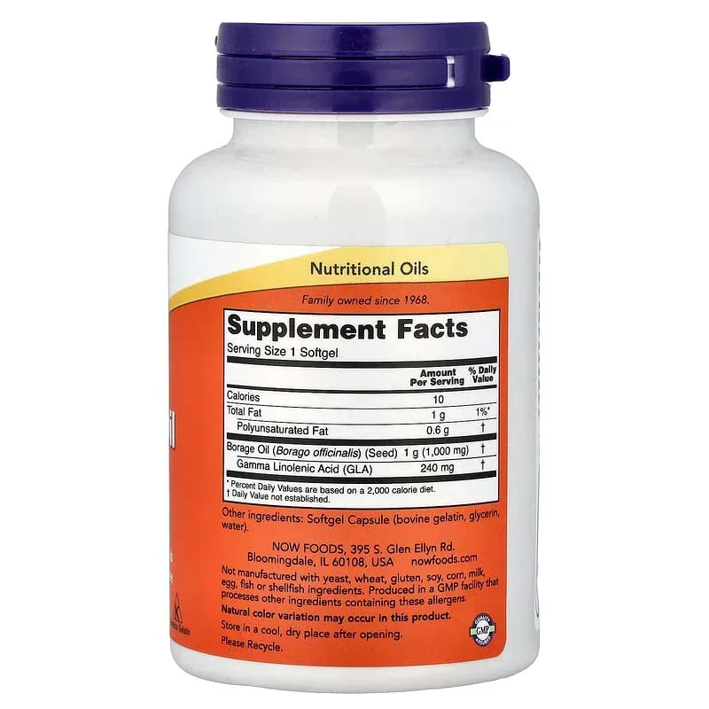 NOW Foods, Borage Oil, Softgels - Image 2