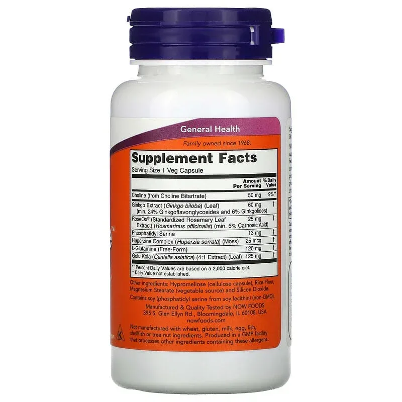 NOW Foods, Brain Elevate, Veg Capsules - Image 2