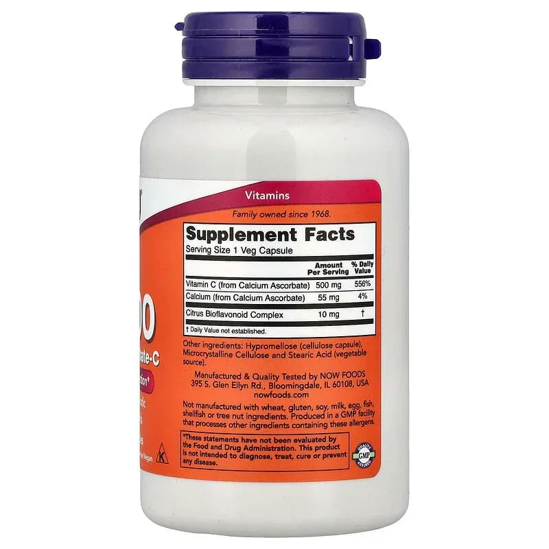 NOW Foods, C-500, Calcium Ascorbate-C, Veg Capsules - Image 2
