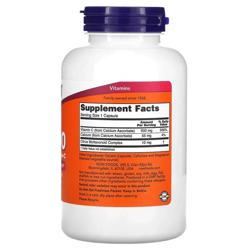 NOW Foods, C-500, Calcium Ascorbate-C, Veg Capsules - Image 9