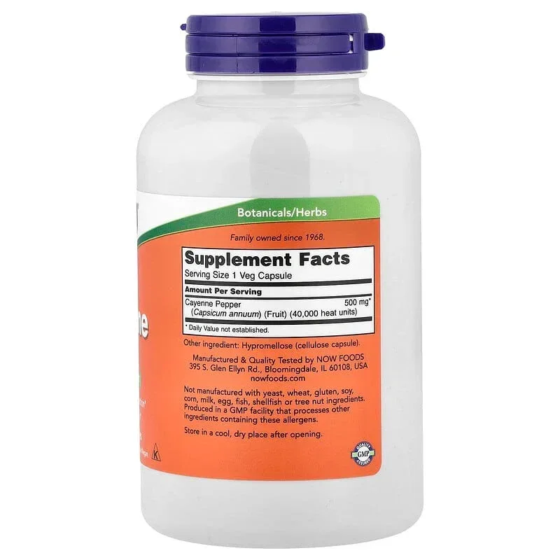 NOW Foods, Cayenne, 500 mg, Veg Capsules - Image 8