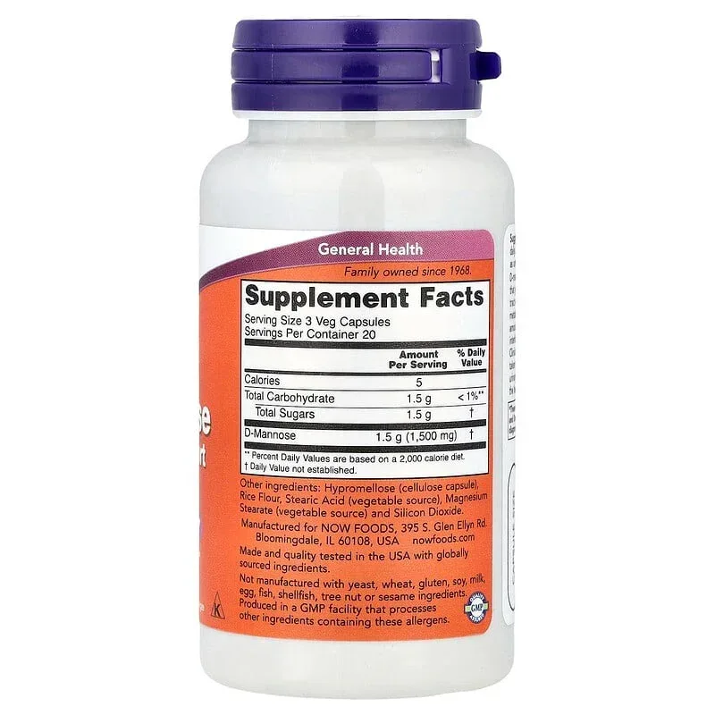 NOW Foods, D-Mannose, 500 mg - Image 2