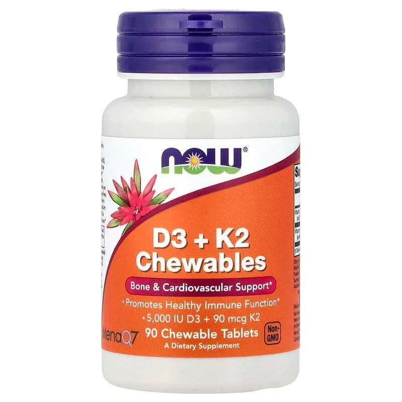 NOW Foods, D3 + K2 Chewables, 90 Chewables Tablets