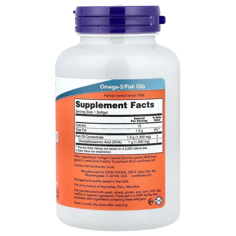 NOW Foods, DHA-1000 Fish Oil, 90 Softgels - Image 2
