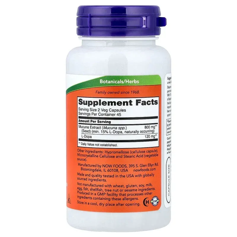 NOW Foods, Dopa Mucuna, Veg Capsules - Image 4