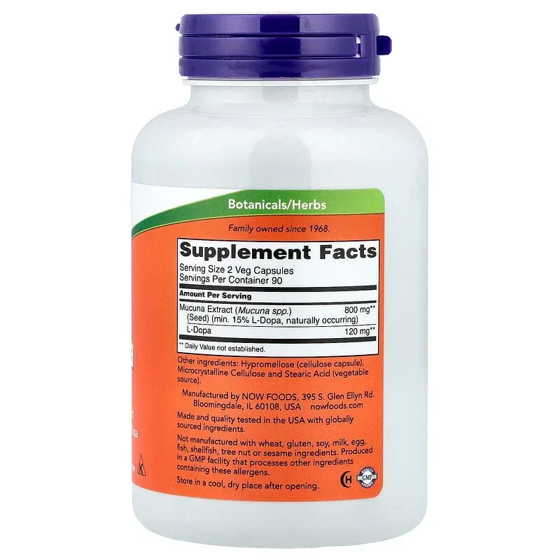 NOW Foods, Dopa Mucuna, Veg Capsules - Image 8