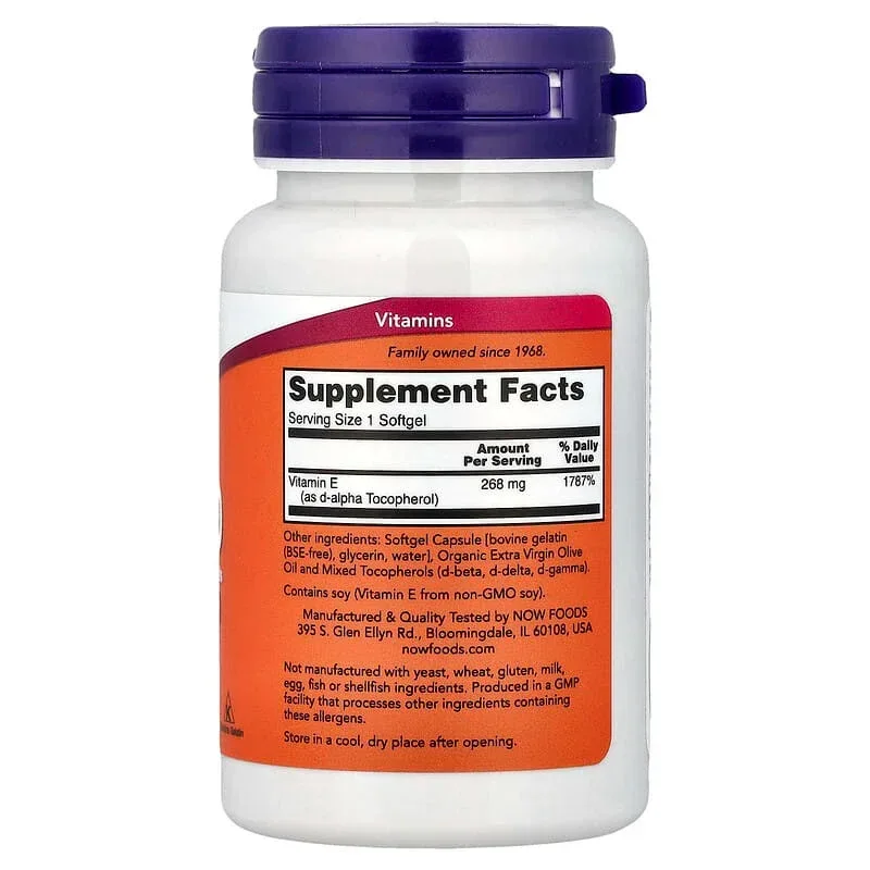 NOW Foods, E-400, 268 mg (400 IU) - Image 2