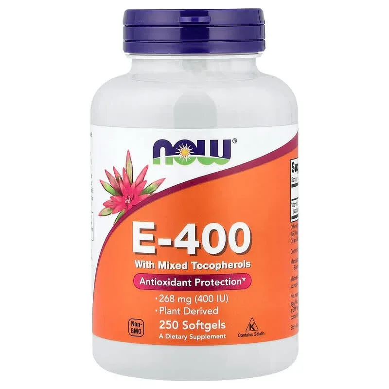 NOW Foods, E-400 with Mixed Tocopherols, 268 mg (400 IU), 100 Softgels - Image 7