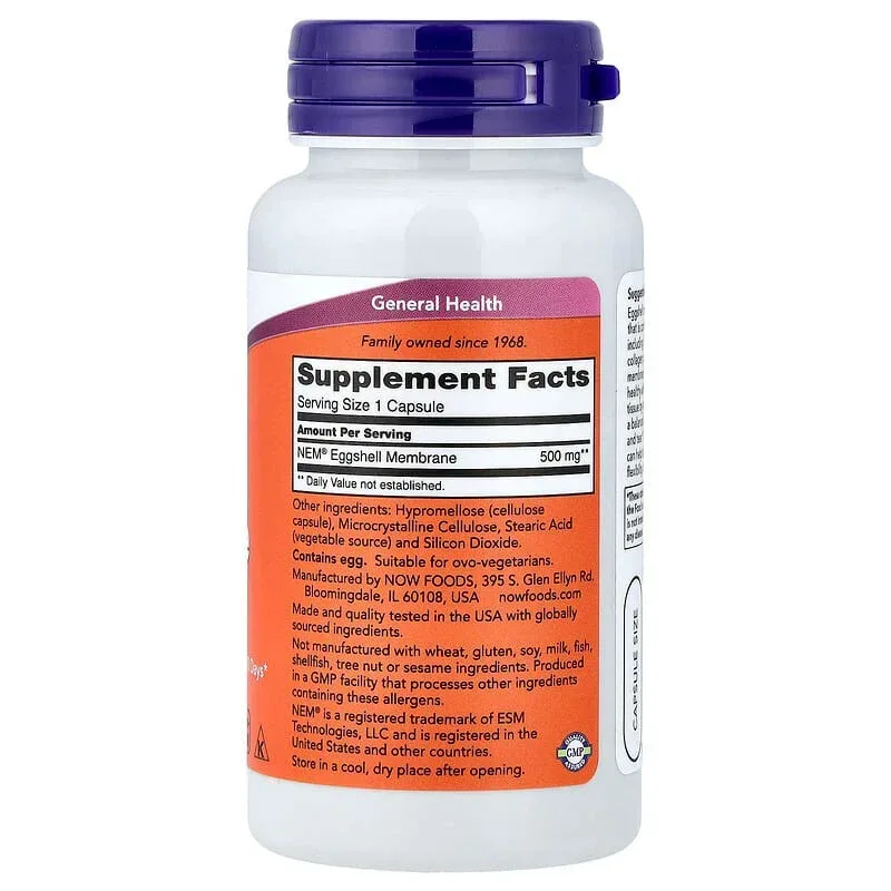NOW Foods, Eggshell Membrane, 500 mg, 60 Capsules - Image 4