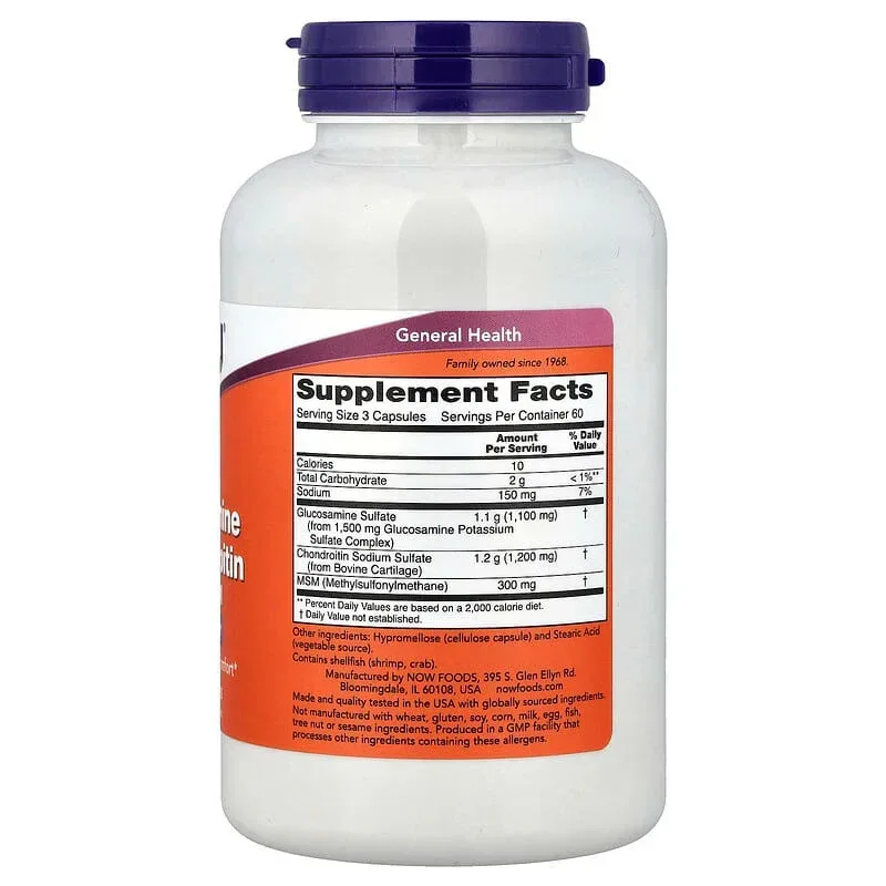 NOW Foods, Glucosamine & Chondroitin with MSM Capsules - Image 8