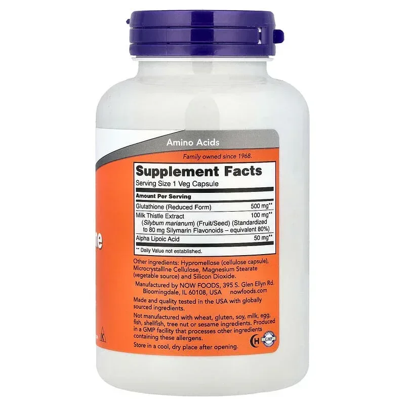NOW Foods, Glutathione With Milk Thistle Extract & Alpha Lipoic Acid, 60 Veg Capsules - Image 13