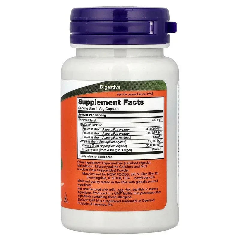 NOW Foods, Gluten Digest, 60 Veg Capsules - Image 2