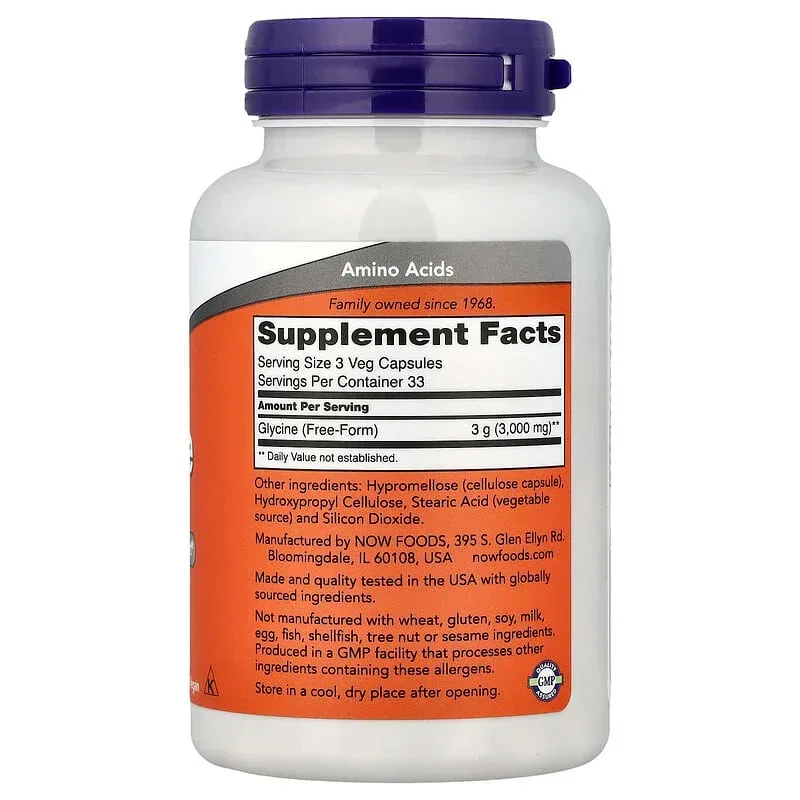 NOW Foods, Glycine (1,000 mg per Capsule) - Image 2
