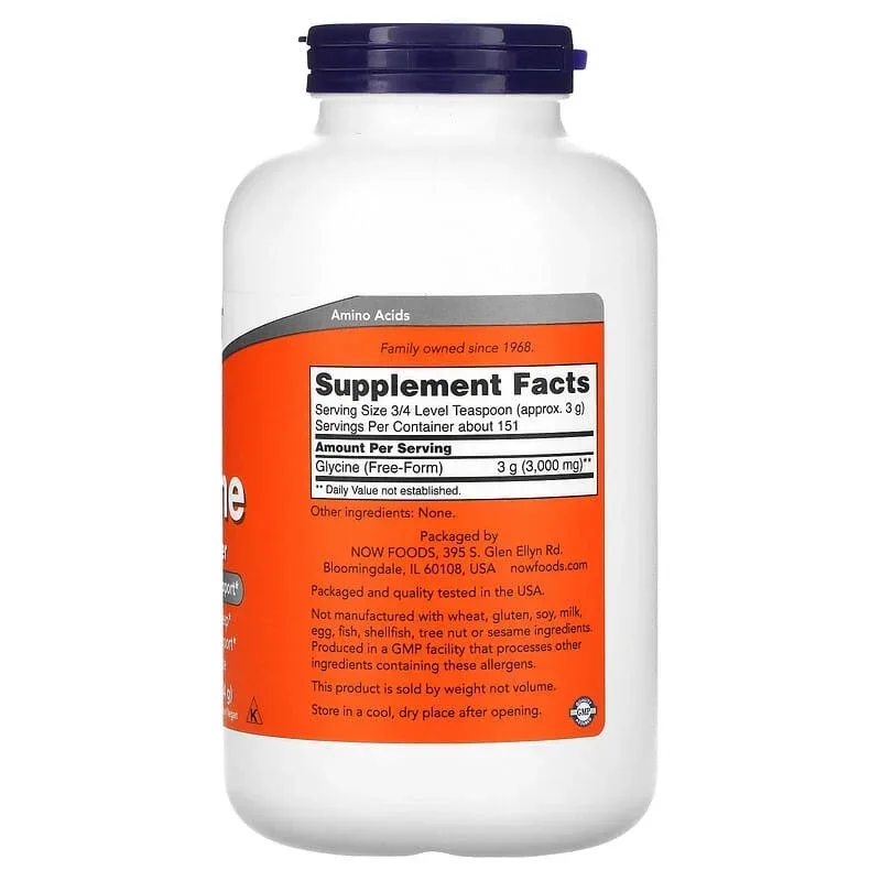 NOW Foods, Glycine, Pure Powder, 1 lb (454 g) - Image 3