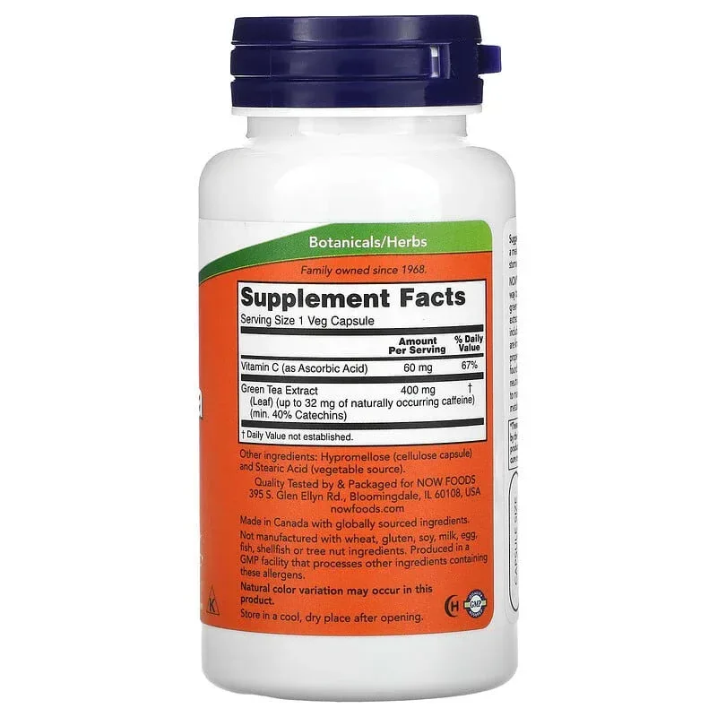 NOW Foods, Green Tea Extract, 400 mg, Veg Capsules - Image 2