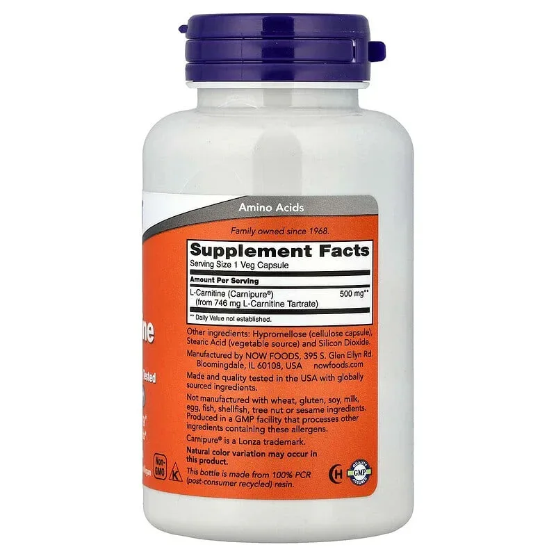 NOW Foods, L-Carnitine, Veg Capsules - Image 7