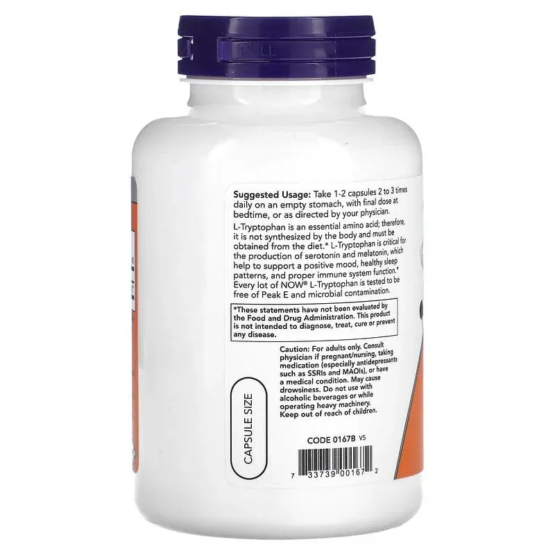 NOW Foods, L-Tryptophan, 500 mg - Image 10